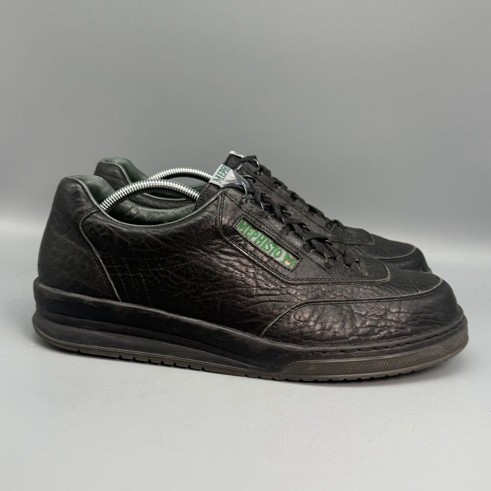 Mephisto Match Men's 11.5 Black Leather Lace-Up Low Top Walking Casual Sneakers